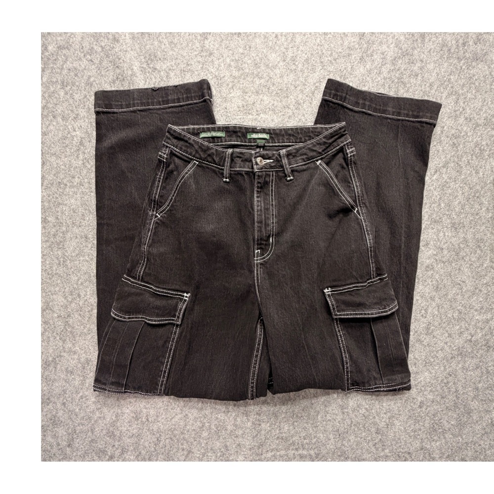 Wild Fable Super High Rise Baggy Cargo Jeans Black Contrast Stitch Size 4/27R